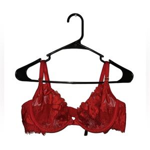 Victoria's Secret Red Floral Lace Bra